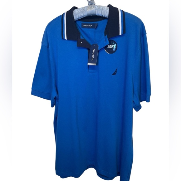 Nautica classic fit solid Blue Polo sz L - Picture 1 of 5